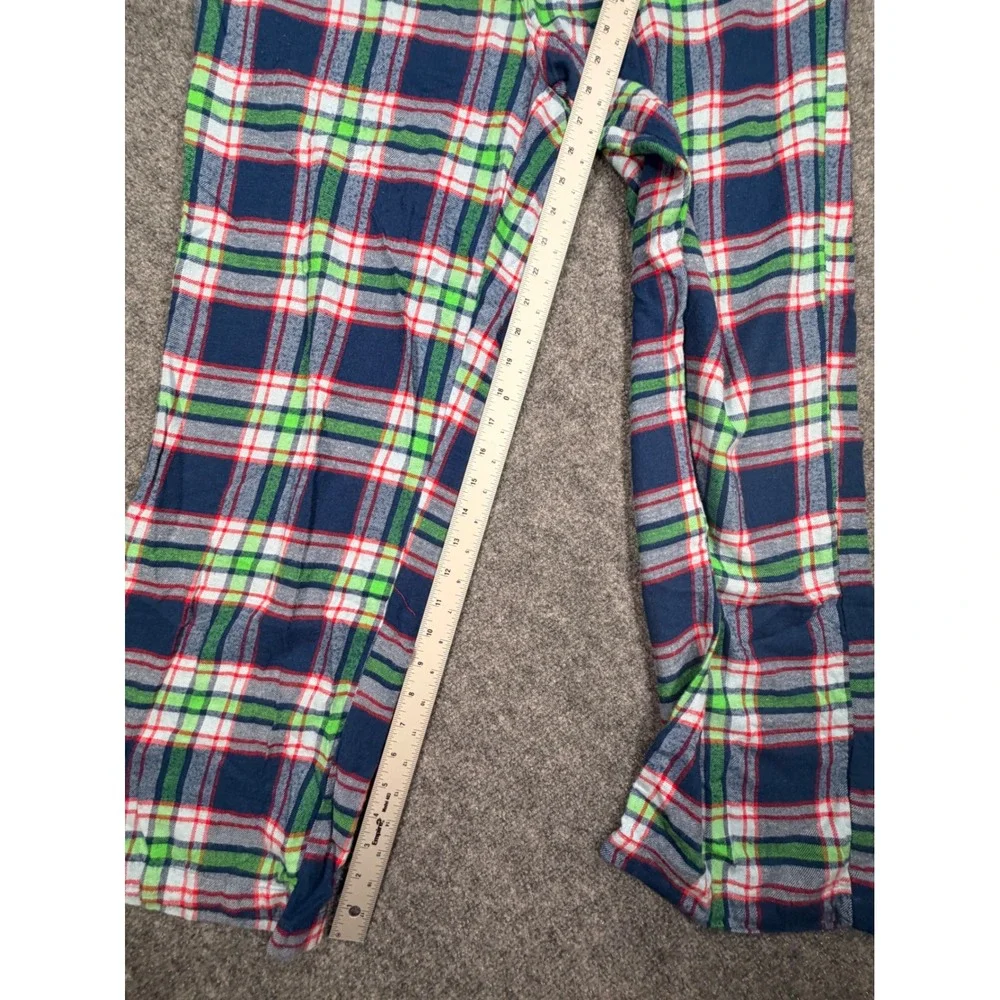 Psycho Bunny Mens Large Plaid Pajama Pants Navy Blue Green Cotton Rayon 0616